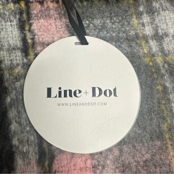 NEW Line & Dot Fuzzy Plaid Crop Top Blouse - Picture 3 of 12